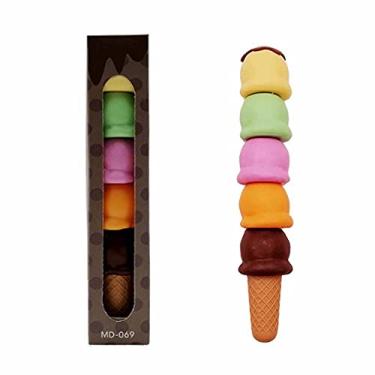 Imagem de Caneta marca-texto Kawaii fofa de 5 cores de desenho animado marcado mini conjunto de marcadores de sorvete caneta Doodle novidade arte colorida caneta marcador