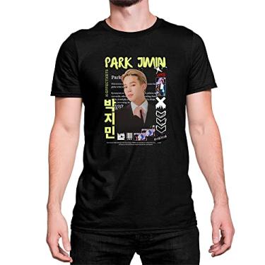 Imagem de Camiseta BTS Park Jimin Kpop Banda Cor:Preto;Tamanho:M