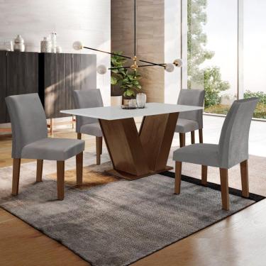 Imagem de Conjunto Sala de Jantar Mesa 120x80cm Tampo MDF com 4 Cadeiras Espanha Yescasa Chocolate/Grafite