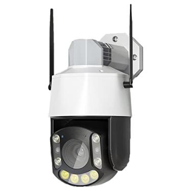 Imagem de Câmera de segurança de 3MP ao ar livre, câmera IP WiFi de 2,4 GHz com alto-falante externo, detecção de movimento de áudio de 2 vias, visão noturna colorida, nuvem de suporte e armazenamento