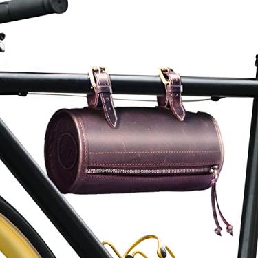 Imagem de Bolsas de couro de flor integral para bicicletas - bolsa de bicicleta estilo vintage - bolsa de couro para ferramentas de motocicleta para armazenamento diário - acessórios para motociclistas com