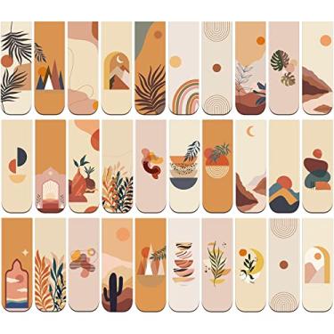 Imagem de 45 peças marcadores magnéticos abstratos Boho marcadores de livro marcadores de página solar sortidos clipe com paisagem para estudantes professores lendo livros amantes de livros materiais escolares para escritório em casa