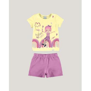 Imagem de Conjunto Infantil Menina  Camiseta/Short Amarelo Malwee Kids