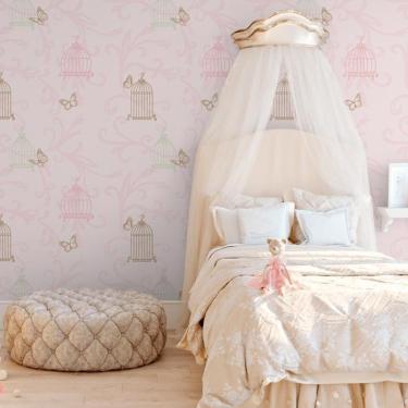 Papel De Parede Bebê Quarto Infantil Menina Borboleta C4766