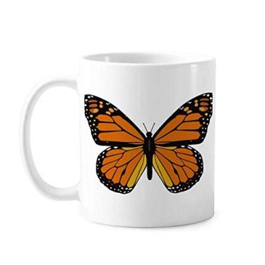 Imagem de Amostra de borboleta em caneca laranja cerâmica café porcelana copo talheres