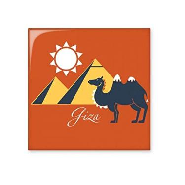 Imagem de Azulejo de cerâmica com padrão de esfinge de camelo da pirâmide do Egito brilhante decalque de pedra adornada de tijolos vitrificados