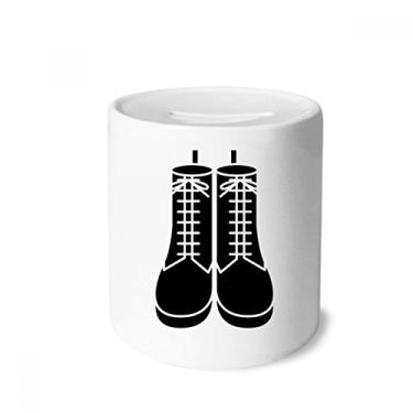 Imagem de DIYthinker Caixa de moedas masculina preta com desenho de botas altas e caixa de cerâmica para presente de cofrinho
