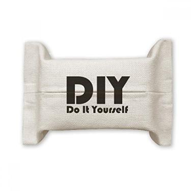 Imagem de Bolsa de linho de algodão com suporte para capa de papel para lenços faciais da Citação Do It Yourself