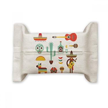 Imagem de Sombrero Tequila Suporte de cobertura de papel para lenços faciais Elment para guitarra Chili México Bolsa de linho de algodão
