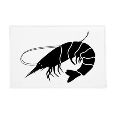 Imagem de DIYthinker Marine Life Tapete para porta de banheiro com ilustração de camarão preto antiderrapante
