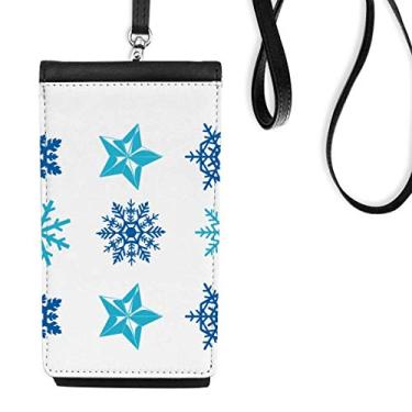 Imagem de Bolsa carteira para celular com ilustração de flocos de neve e bolso preto para pendurar