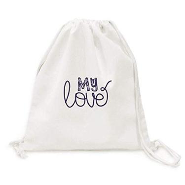 Imagem de Mochila My Love com citação fofa e escrita à mão, bolsa com cordão para compras, viagem