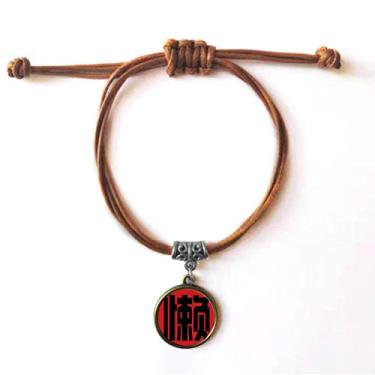 Imagem de DIYthinker Pulseira Masculina, Pulseiras Chinesa Preguiçosa de Couro com Corda Escondida Marrom Joia Presente