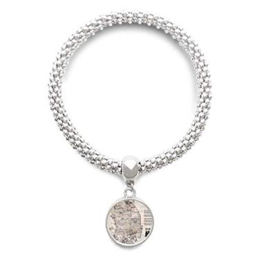 Imagem de DIYthinker Pulseira de prata com mapa de marcos da Coreia do Sul 1945, pingente de corrente ajustável