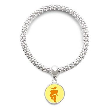 Imagem de DIYthinker Bracelete com pingente de prata com estampa de sânscrito de presunto da Culture Religion Bracelete ajustável