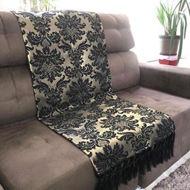 Imagem de Manta de Sofá Jacquard Luxo Preto com Dourado 190x140