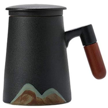 Imagem de PAYNAN Caneca de cerâmica de 440 ml, copo de café, copo de água, filtro de chá, canecas, conjunto de chá