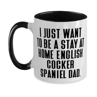 Imagem de I Just Want to Be a Stay at Home English Caneca de dois tons 325 ml, presente de cachorro Cocker Spaniel inglês de amigos, copo brilhante para amantes de animais de estimação