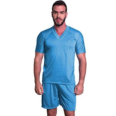 Imagem de Pijama MVB Modas Masculino Adulto Curto Verão (G, Azul-Claro)