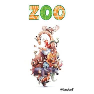 Imagem de Notebook - The animal mini journal notebook for Baby, notebook for Kid 342: Zoo Animals 89_ 6in x 9in x 114 Pages White Paper Blank Journal with Black Cover Perfect Size