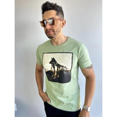 Imagem de Camiseta Masculina Casual Lobo Floresta Verde Matte Acostamento Origin