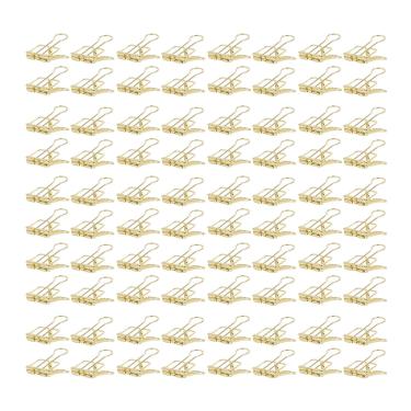 Imagem de QANYEGN Fichários De Flipchart Ocos De Metal De 80 Unidades De 0,7 Polegadas, Clipes De Papel Resistentes, Clipes De Papel De Cauda Longa, Adequados Para Uso Em Casa, Escritório E Estudo(ouro)