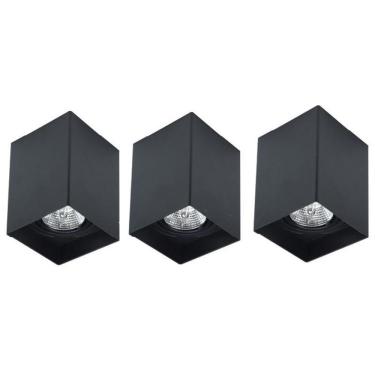 Imagem de Kit 3 Spot Sobrepor Ar70 Quadrado Direcionavel Preto Lup04