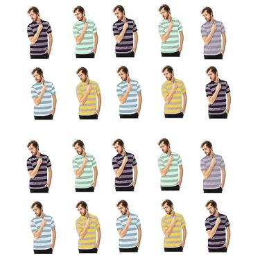 Imagem de Kit 20 peças Revenda Moda Evangélica Camisa Social gola polo Listrada