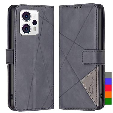 Imagem de LOYWIN Capa para Motorola Moto G23 G13, capa de couro PU premium com compartimentos para cartão de crédito e porta-fotos, suporte, capa de TPU de silicone macio para celular Moto G23 G13, preta