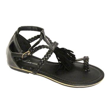 Imagem de Sandália plana feminina gladiadora preta da Love University, Preto, 9