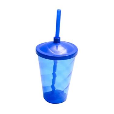 Imagem de 12 Copos Twister Com Tampa e Canudo Cristal Colorido 400ml Cor:Azul Royal