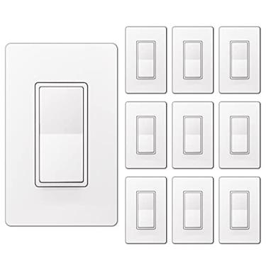 Imagem de Interruptor de parede BESTTEN, 15A 120/277V, On/Off Paddle Rocker, listado pela UL, branco