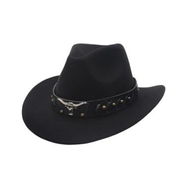 Imagem de Generic Chapéu de cowboy ocidental, chapéu de sol com aba grande, cosplay masculino, chapéu de cowgirl ocidental, proteção solar para caminhadas, traje de, preto