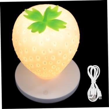 Imagem de 1 Conjunto luz de morango acender lâmpada de silicone armazenamento de roupas luz noturna morangos lâmpada de design de morango luz de silicone toque abajur projeto de luz abdômen