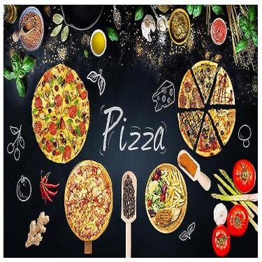 Imagem de TUYIFA Papel de parede personalizado hambúrguer ocidental fast food restaurante fundo preto mural de parede 3D lanche bar hambúrguer pizza papel de parede (138''x100''(350x256 LL/A, ),x:li11)