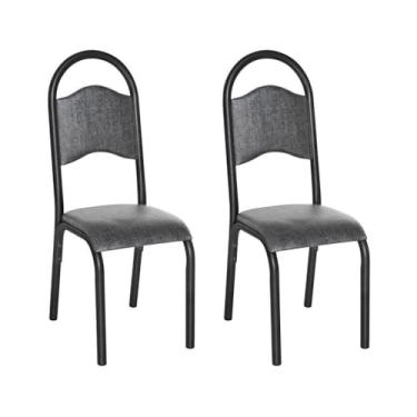 Imagem de Conjunto com 2 Cadeiras para Sala de Jantar Cris Craqueado Preto/grafite