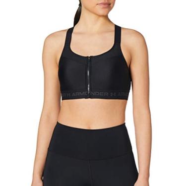 Imagem de Under Armour Sutiã feminino com zíper cruzado nas costas, Preto (001)/cinza jato., 42C