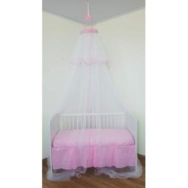 Imagem de Mosquiteiro De Teto Tenda Cortinado Para Berço Tulle Rosa Bebê - Polyb