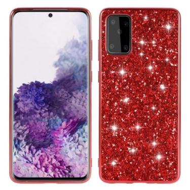 Imagem de Capa glitter para Samsung Galaxy A53 A73 A71 A51 A72 A52 S20 FE A54 A34 Note 20 S22 Plus S21 S23 Capa de revestimento de plástico ultra rígido, vermelha, para A52