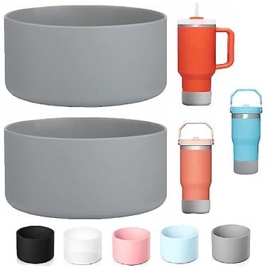 Imagem de 2 peças de manga de bota para copo Stanley Cup 40 850.5 g, botas de silicone para Stanley IceFlow Flip 590 ml copos de 850 g, amortecedor inferior para acessórios Stanley Cup (carvão)