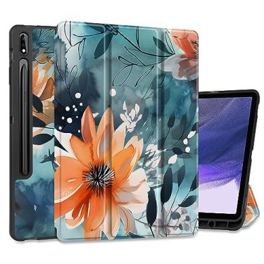 Imagem de Yebiseven Capa para Samsung Galaxy Tab S8 Plus 2022/S7 Plus 2020/S7 FE 2021 de 12,4 polegadas, capa protetora à prova de choque com despertar/hibernar automático + suporte de três dobras + suporte