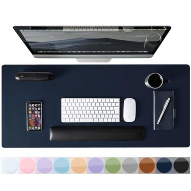 Imagem de Protetor de mesa de couro, tapete de mouse, tapete de computador antiderrapante para mesa, tapete de mesa de escritório de couro PU para casa e escritório, à prova d'água para laptop para teclado e