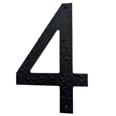 Imagem de TripDock Números de casa de 30,5 cm de altura para uso externo - Antidesbotamento e resistente ao clima - Números de endereço residencial de acrílico preto - Montagem embutida ou flutuante/Número 4