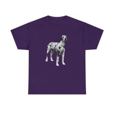 Imagem de Camiseta unissex de algodão pesado Harlequin Great Dane 'Zeus', Roxo, P