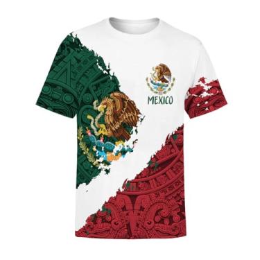 Imagem de yuanzhoulv Camisetas masculinas do México, camiseta de beisebol com bandeira mexicana asteca vintage de futebol, Verde México, M