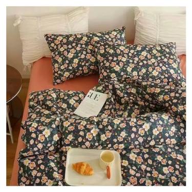 Imagem de Jogo de cama romântico floral, lençol de cima com fronhas, solteiro, Queen, tamanho casal para meninos e meninas, conjunto de cama (4 peças de casal)