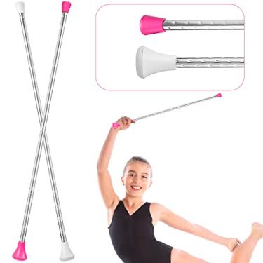 Imagem de HyDren Bastão giratório unissex ginástica dança metal bastão para desfile para shows de talentos, dança artística girando (66 cm, branco, rosa)