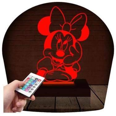 Imagem de Luminária Led 3d | Minnie Mickey Disney | Abajur - 16 Cores