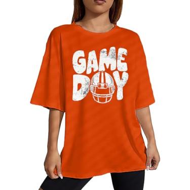 Imagem de PKDong Camisetas de beisebol femininas para o dia do jogo, mangas modernas, gola redonda, soltas, camisetas femininas casuais de verão, Laranja, XXG