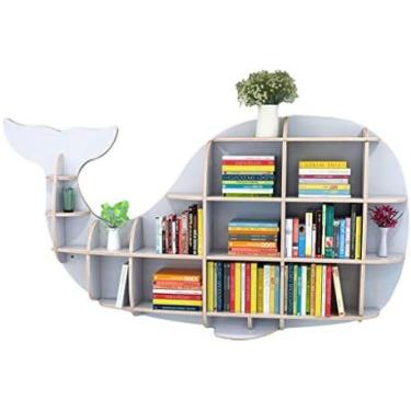 Imagem de Prateleira de parede de baleia criativa Sala de estar Pendurado na parede Decoração Prateleira Divisória de parede do quarto Nórdico Criativo Simples Estante de várias camadas Armário de arm